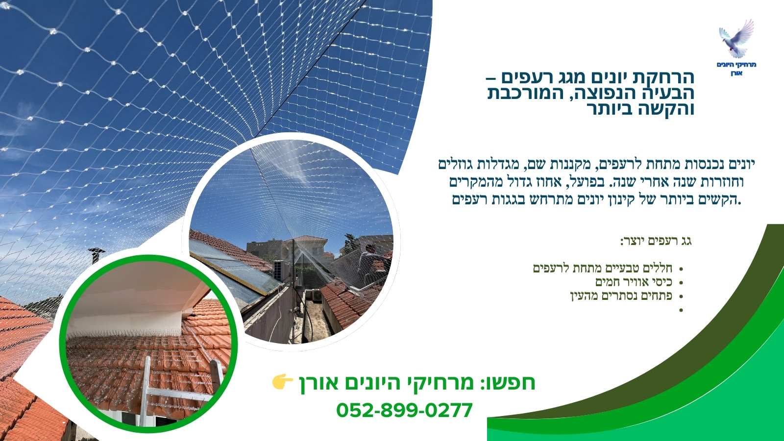 הרחקת יונים ממרזב — המדריך המקיף לשנת 2026 הרחקת יונים ממרזב - חסימת קינון בשפת המרזב ובגג רעפים