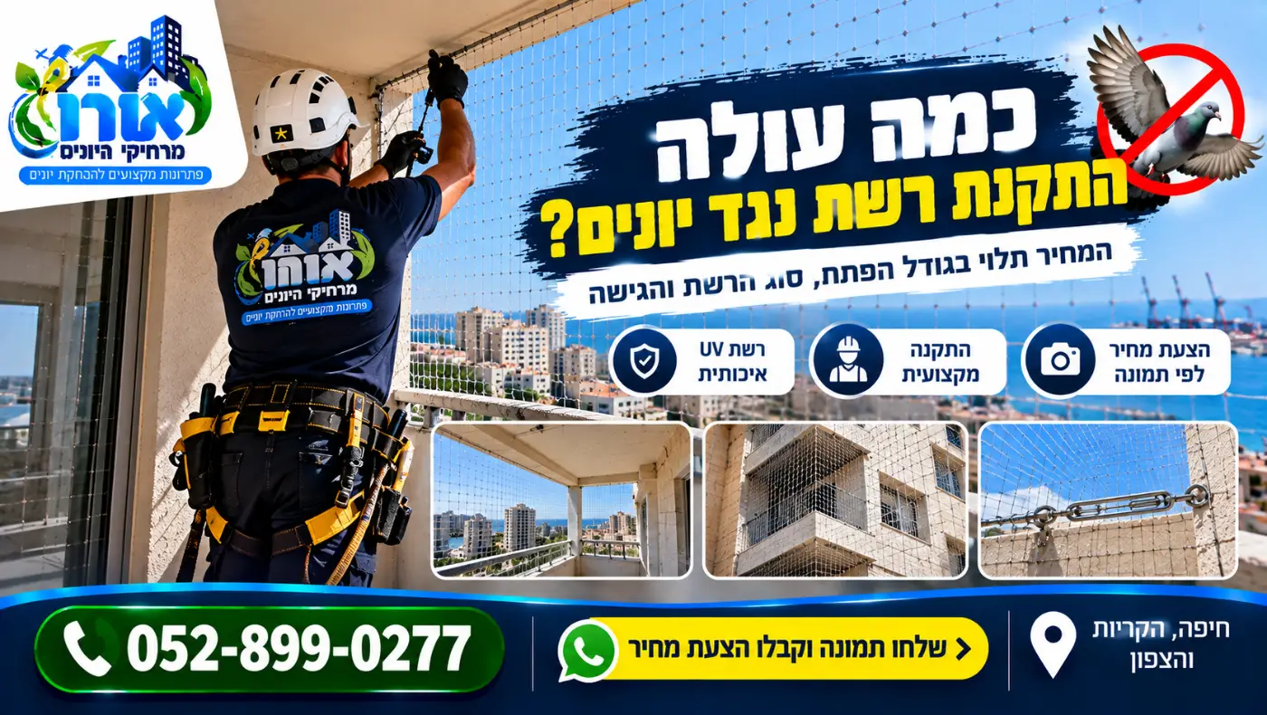 כמה עולה התקנת רשת נגד יונים – המחיר תלוי בגודל הפתח, סוג הרשת והגישה
