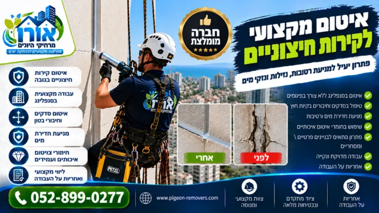 חברה מומלצת לאיטום קירות חיצוניים – איטום מקצועי בסנפלינג למניעת רטיבות ונזילות, לפני ואחרי