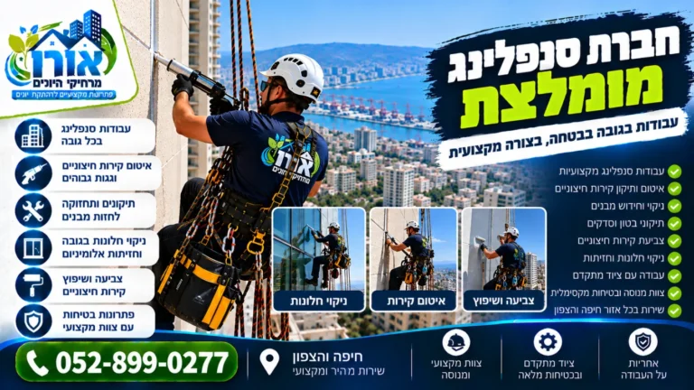 חברת סנפלינג מומלצת – איטום, ניקוי חלונות וצביעה בגובה בחיפה והצפון