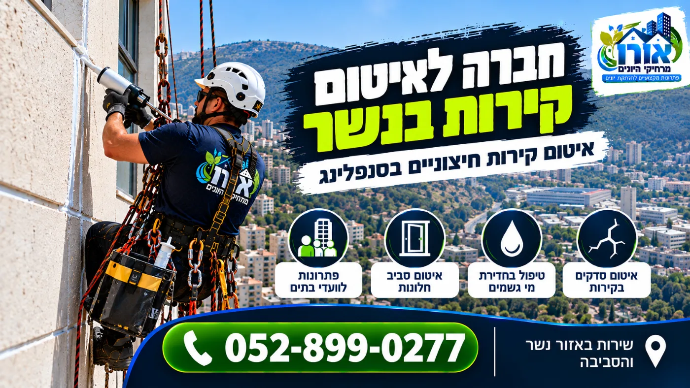 חברה לאיטום קירות בנשר – איטום קירות חיצוניים בסנפלינג בבניינים על מדרון